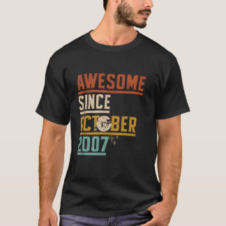 Awesome Since October 2007 Moon Cat Bat Spooky Hal T-Shirt