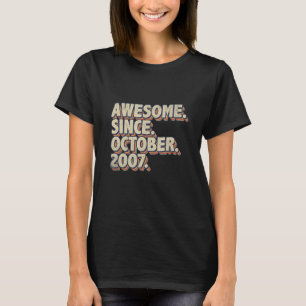 Awesome Since October 2007 Retro 15th Birthday 15 T-Shirt