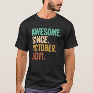 Awesome Since October 2011 11 Years Old 11th Birth T-Shirt