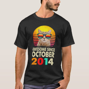 Awesome Since October 2014 8th Birthday  Cat T-Shirt