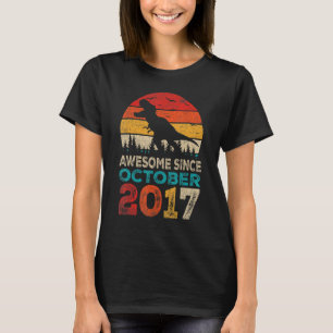 Awesome Since October 2017 5th Birthday Boy Dinosa T-Shirt
