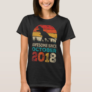 Awesome Since October 2018 4th Birthday Boy Dinosa T-Shirt