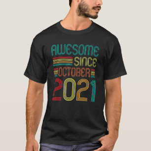 Awesome Since October 2021 1st Birthday Retro 1 Ye T-Shirt