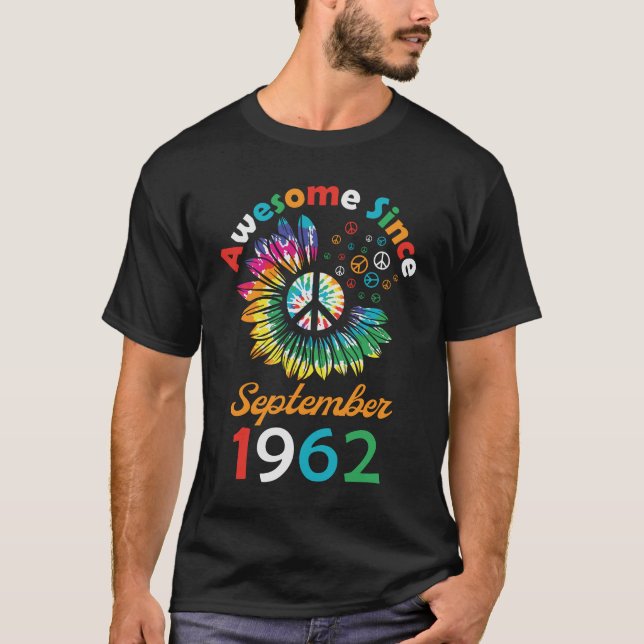 Awesome Since September 1962 Funny Birthday Saying T-Shirt (Front)