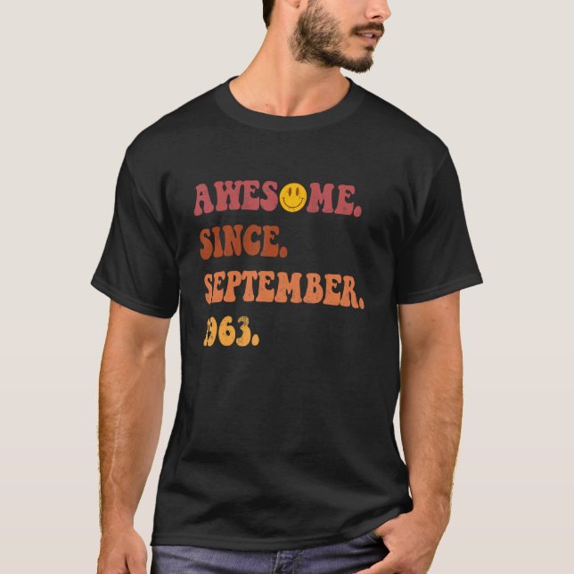 Awesome Since September 1963 Retro Groovy 59 Year  T-Shirt (Front)