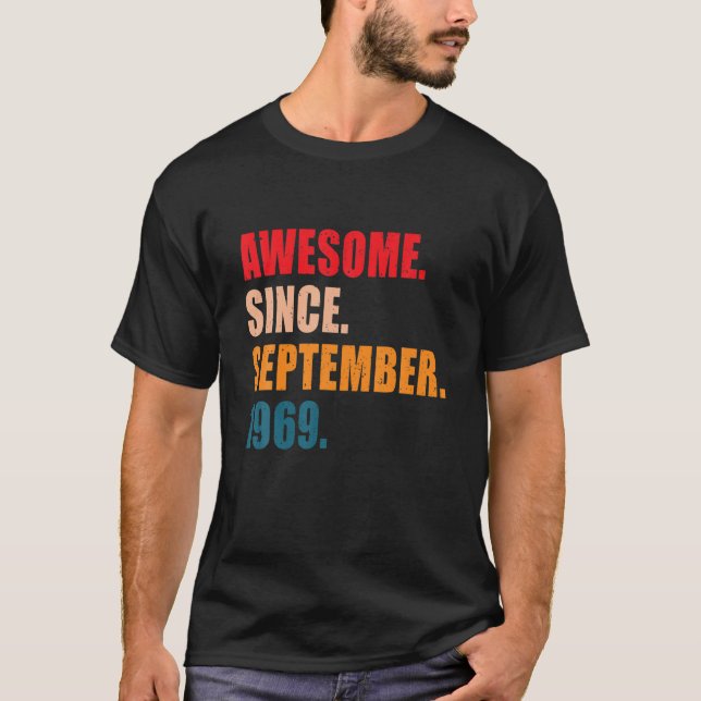 Awesome Since September 1969 Vintage Personalized T-Shirt (Front)