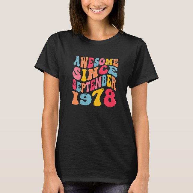 Awesome Since September 1978 44 Years Retro 44th B T-Shirt (Front)