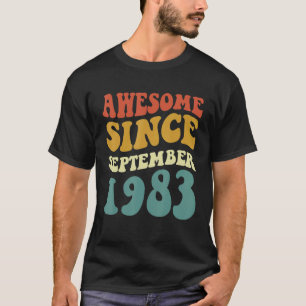 Awesome Since September 1983 Retro Groovy 39 Year  T-Shirt