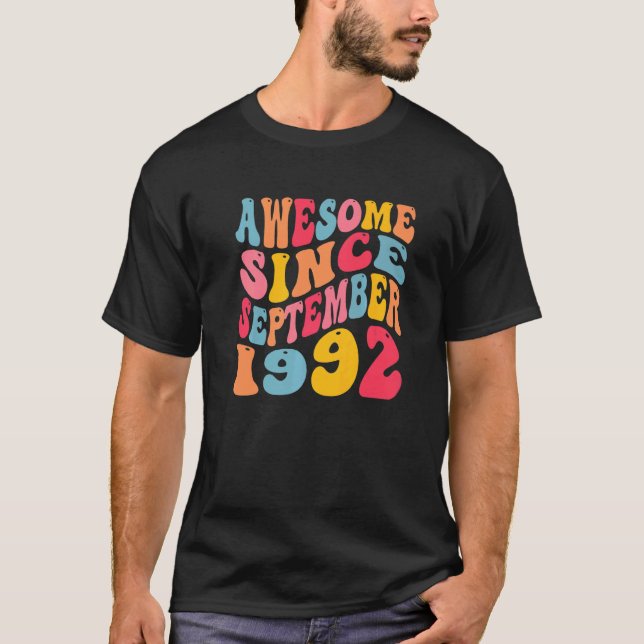 Awesome Since September 1992 30 Years Retro 30th B T-Shirt (Front)