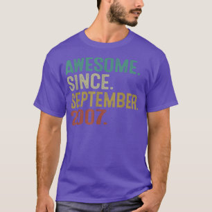 Awesome Since September 2007 Vintage 15th Birthday T-Shirt