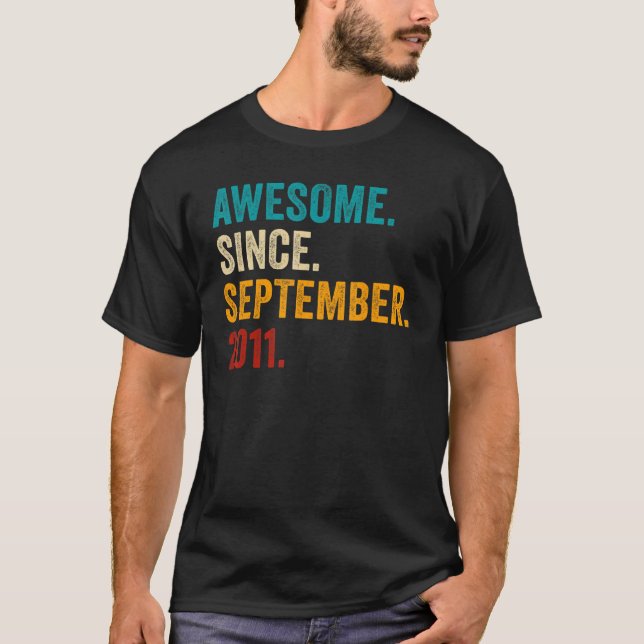 Awesome Since September 2011 11th Birthday  11 Yea T-Shirt (Front)
