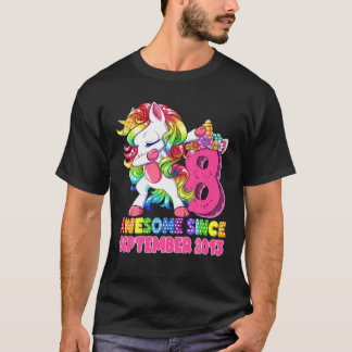 Awesome Since September 2013 8Th Birthday Unicorn T-Shirt
