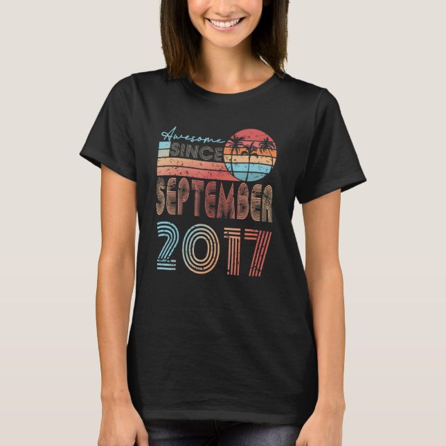 Awesome Since September 2017 5th Birthday 5 Year O T-Shirt (Front)