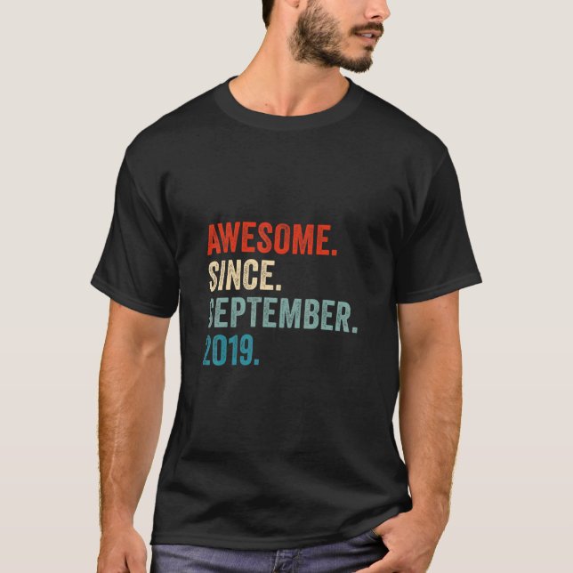 Awesome Since September 2019 3rd Birthday 3 Years  T-Shirt (Front)