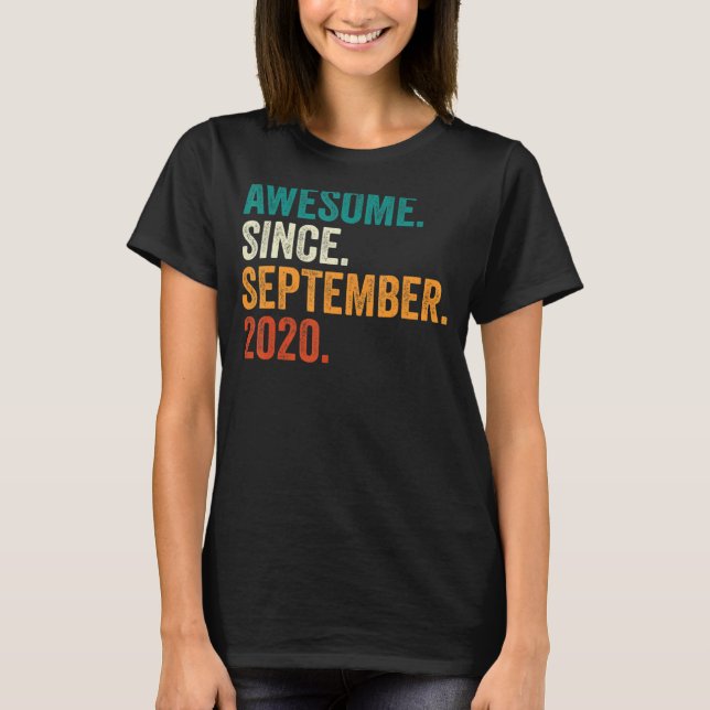 Awesome Since September 2020 2nd Birthday  2 Years T-Shirt (Front)