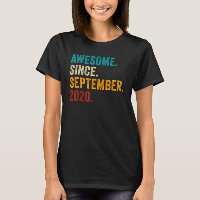 Awesome Since September 2020 2nd Birthday  2 Years T-Shirt (Front)