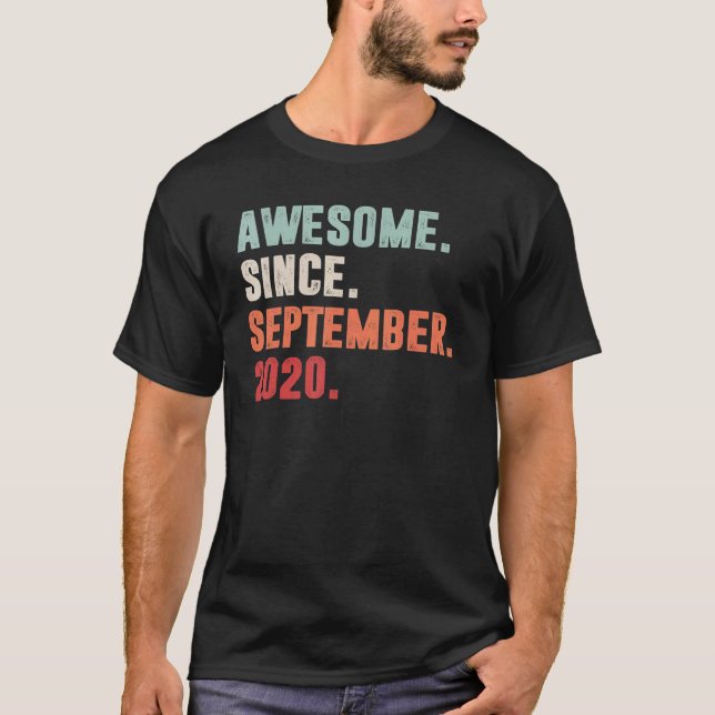Awesome Since September 2020 2nd Birthday  2 Years T-Shirt (Front)