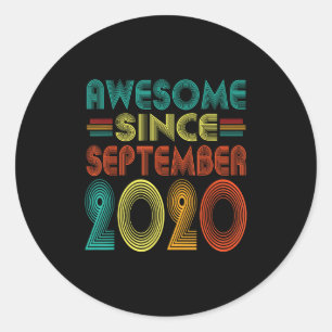 Awesome Since September 2020 Years 5th Bday Funny Classic Round Sticker