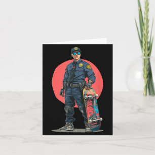 Awesome Skater Police Cop Costume for Skateboards Card