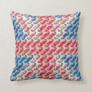 Awesome small floral moustache patterns UK flag Cushion