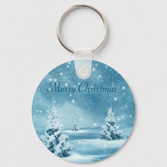 Awesome Snow Day, Christmas Tree  Key Ring (Front)