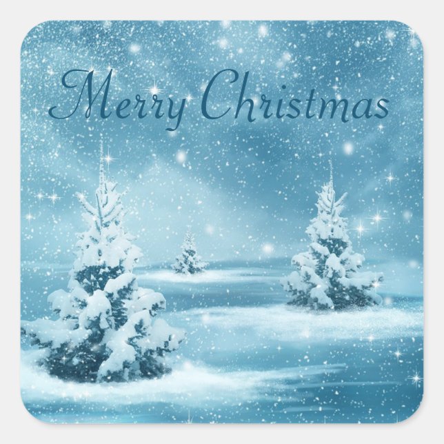 Awesome Snow Day, Christmas Tree Square Sticker (Front)