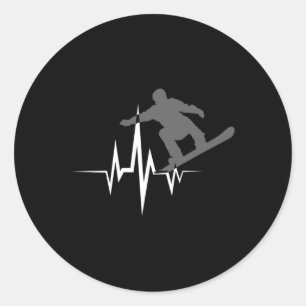 Awesome Snowboarder Heartbeat Cool Snowboarding He Classic Round Sticker
