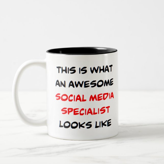 awesome social media specialist Two-Tone coffee mug (Left)