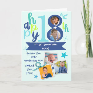 Awesome Son 18th Birthday Photo Memories Card