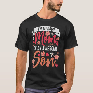 Awesome Son Mama Family Mothers Day Mama Flowers P T-Shirt