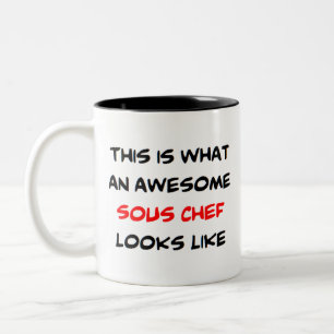 awesome sous chef Two-Tone coffee mug