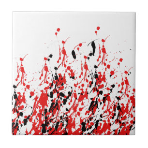 Awesome Splash and Drip Art Red and Black Ceramic Tile