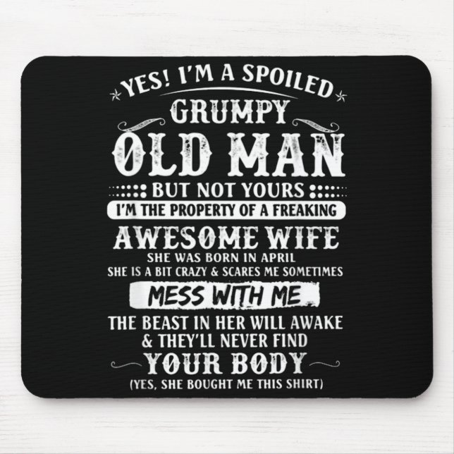 Awesome Spoiled Grumpy Old Wife Born Mouse Pad (Front)