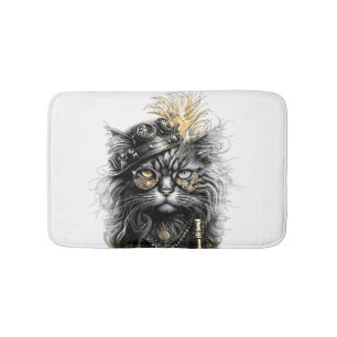 Awesome Steampunk Cat Bath Mat