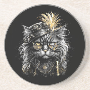 Awesome Steampunk Cat Coaster