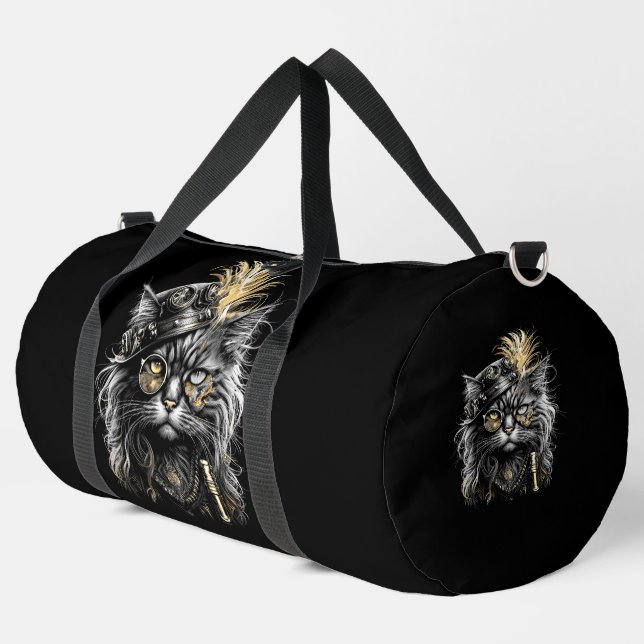 Awesome Steampunk Cat  Duffle Bag (Left Corner)