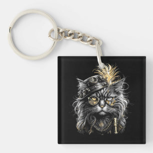 Awesome Steampunk Cat  Key Ring