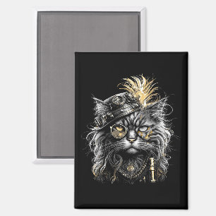 Awesome Steampunk Cat  Magnet