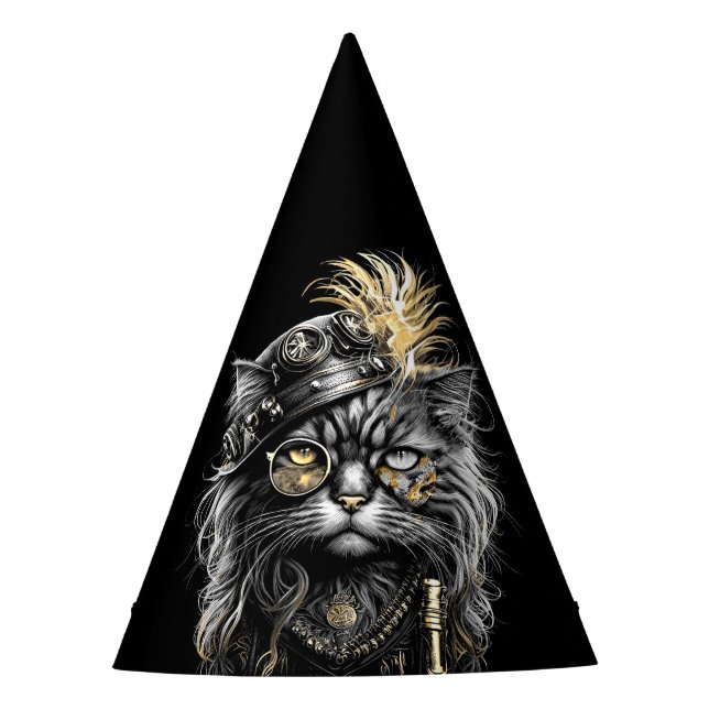 Awesome Steampunk Cat  Party Hat (Front)