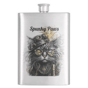 Awesome Steampunk Cat Personalize Hip Flask