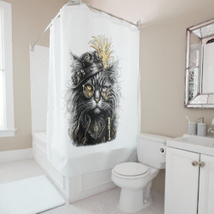 Awesome Steampunk Cat Shower Curtain