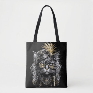 Awesome Steampunk Cat Tote Bag