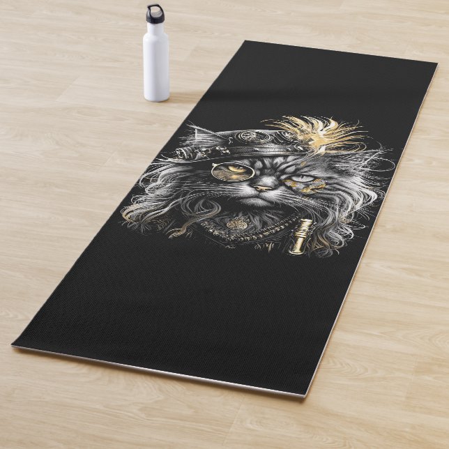 Awesome Steampunk Cat  Yoga Mat (In Situ)