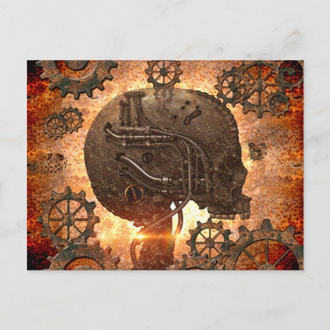 Awesome steampunk Skull Postcard (Front)