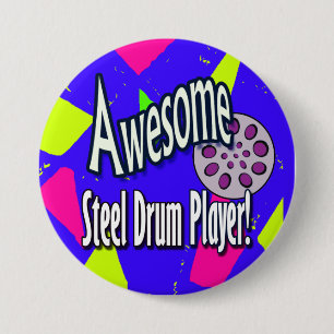 Awesome steel DRUM player 7.5 Cm Round Badge