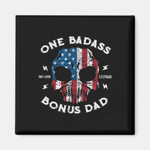 Awesome Stepdad Bonus Dad Fathers Day Us Flag Skul Magnet