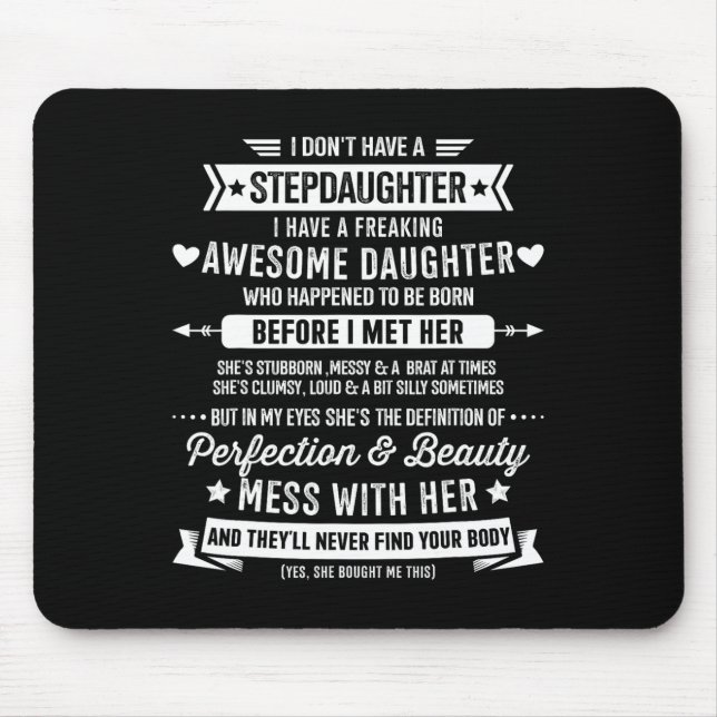 Awesome Stepdaughter For Step Bonus Dad Fathers Da Mouse Pad (Front)