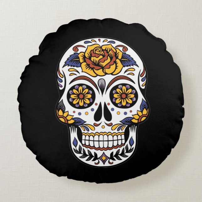 Awesome Sugar Skull   Round Cushion (Front)