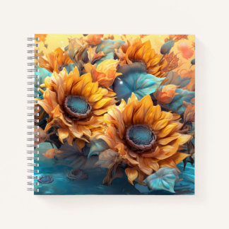 Awesome Sunflowers Bouquet Elegant Botanical Art Notebook