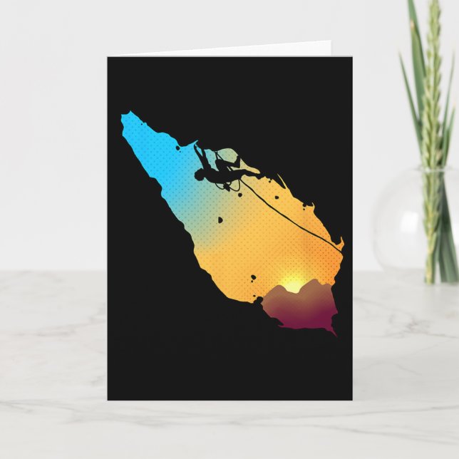Awesome Sunset Rock Climbing Gift Rock Climber  Card (Front)
